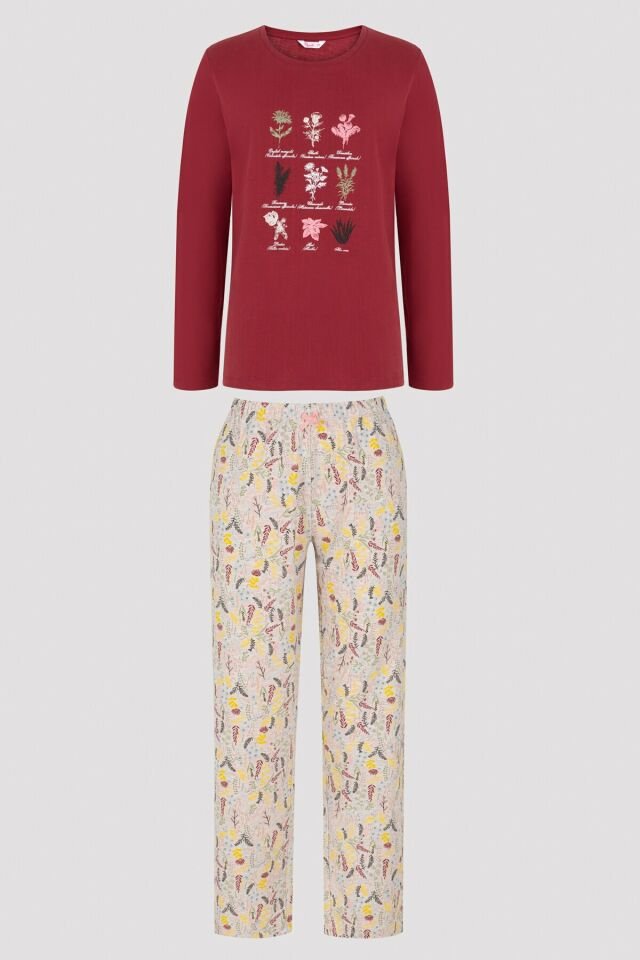 Multicolored Sweet Flowers Pants Pajamas Set
