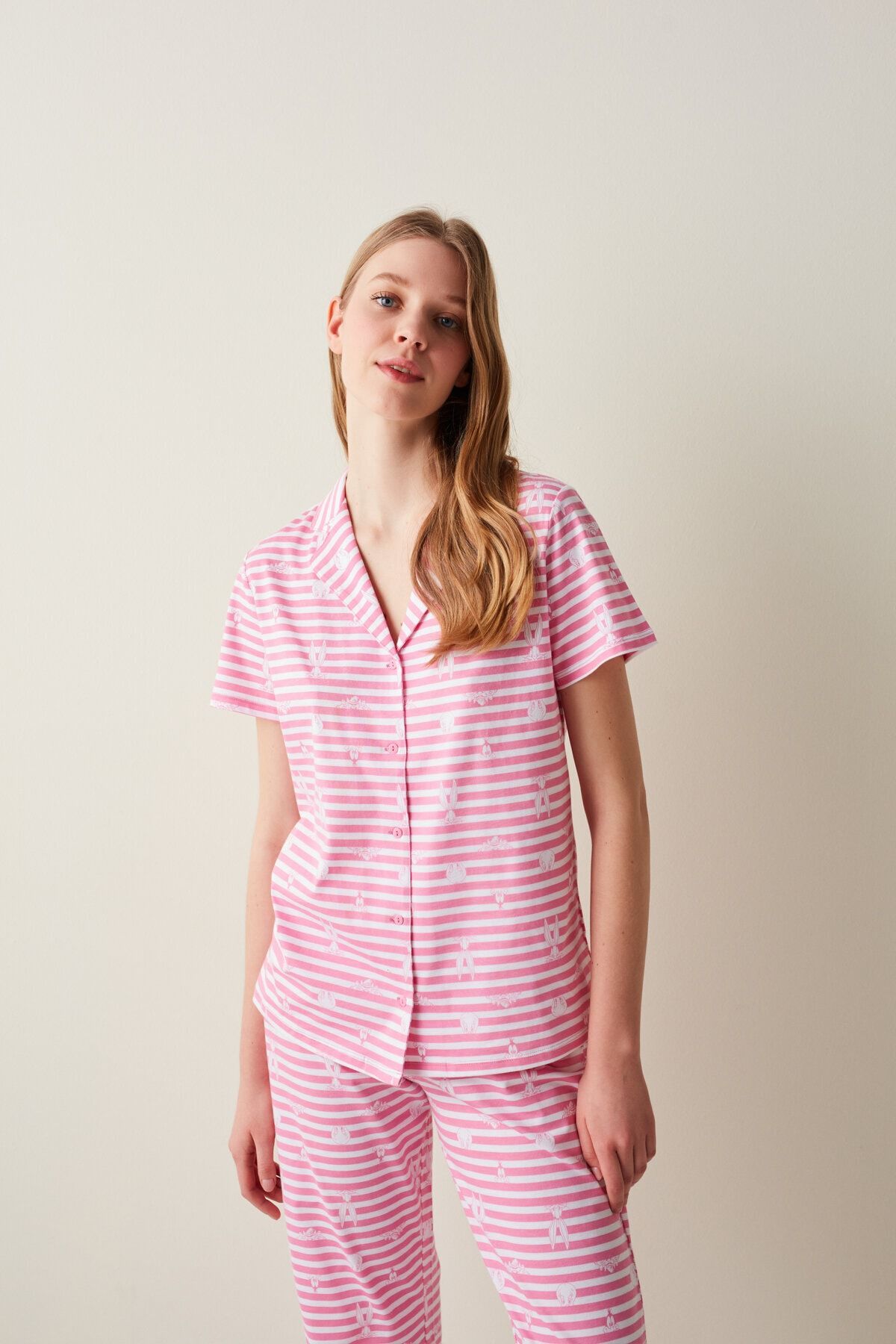 Stripes Shirt Pants Pajama Set
