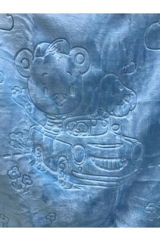 Embos Plush Baby Blanket -bakucuzaal New Blue (m)- 100x120 Cm