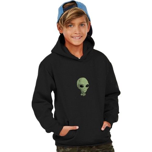 Hero Tasarım Uzaylı Çocuk Sweatshirt Kapüşonlu