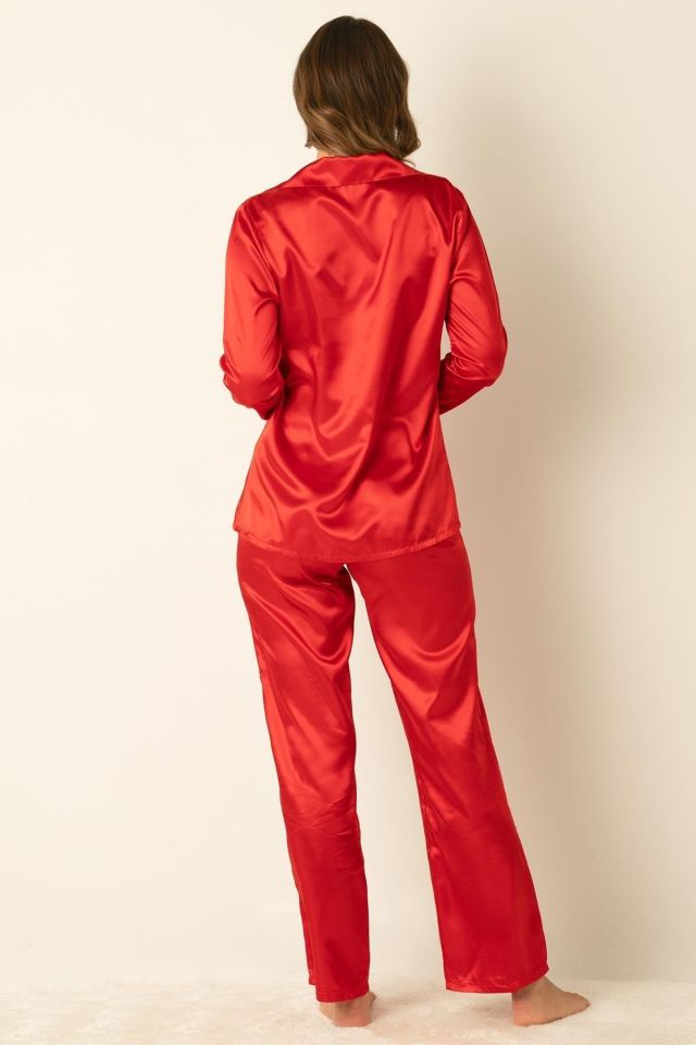 Long Sleeve Satin Pajamas Set