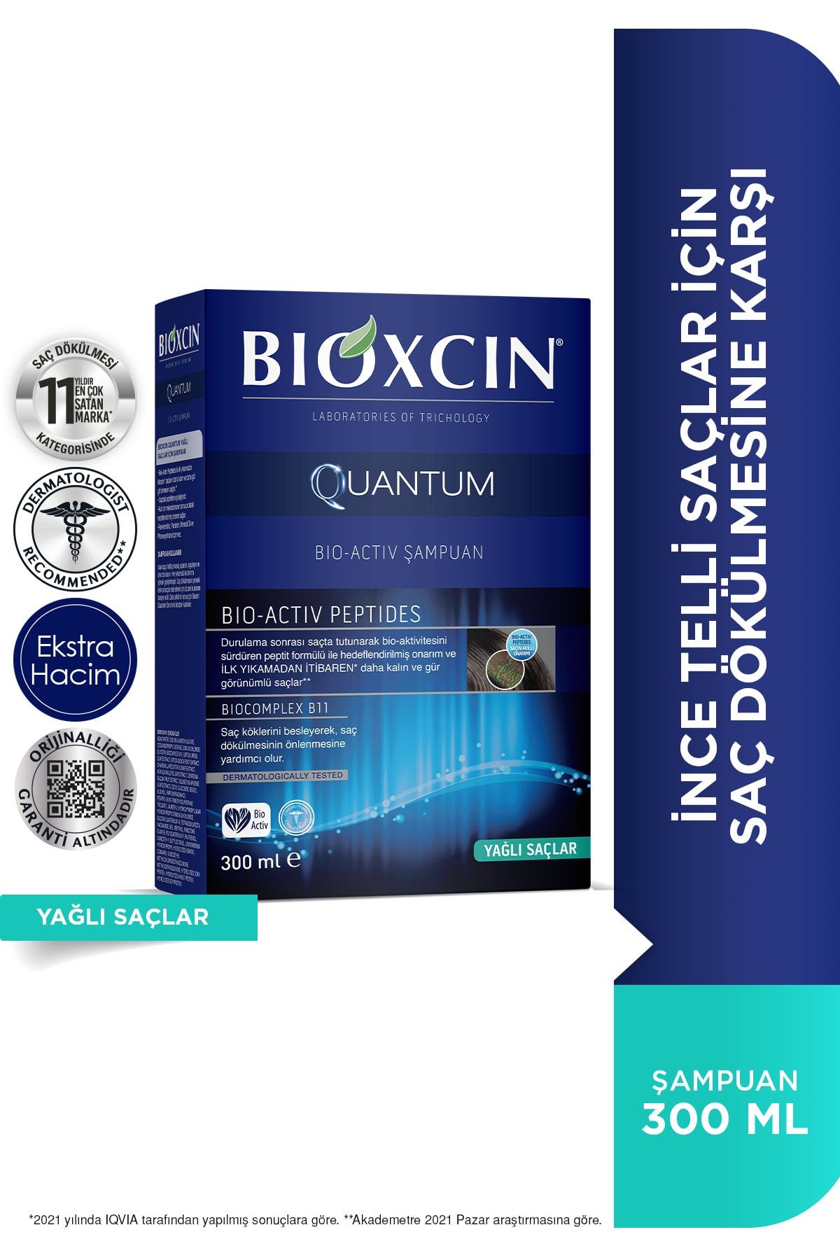 Bioxcin-Quantum Şampuan Yağlı Saçlar İçin 300 Ml - İnce Telli Saçlar İçin Dökülme Şampuanı