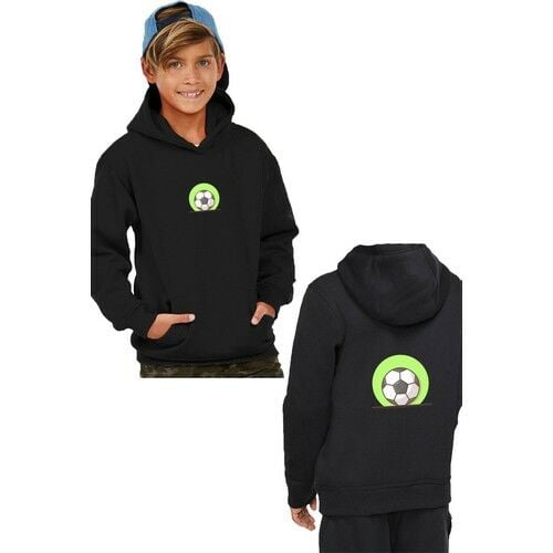 Hero Tasarım Futbol Topu Çocuk Sweatshirt Kapüşonlu Ön Arka Baskılı