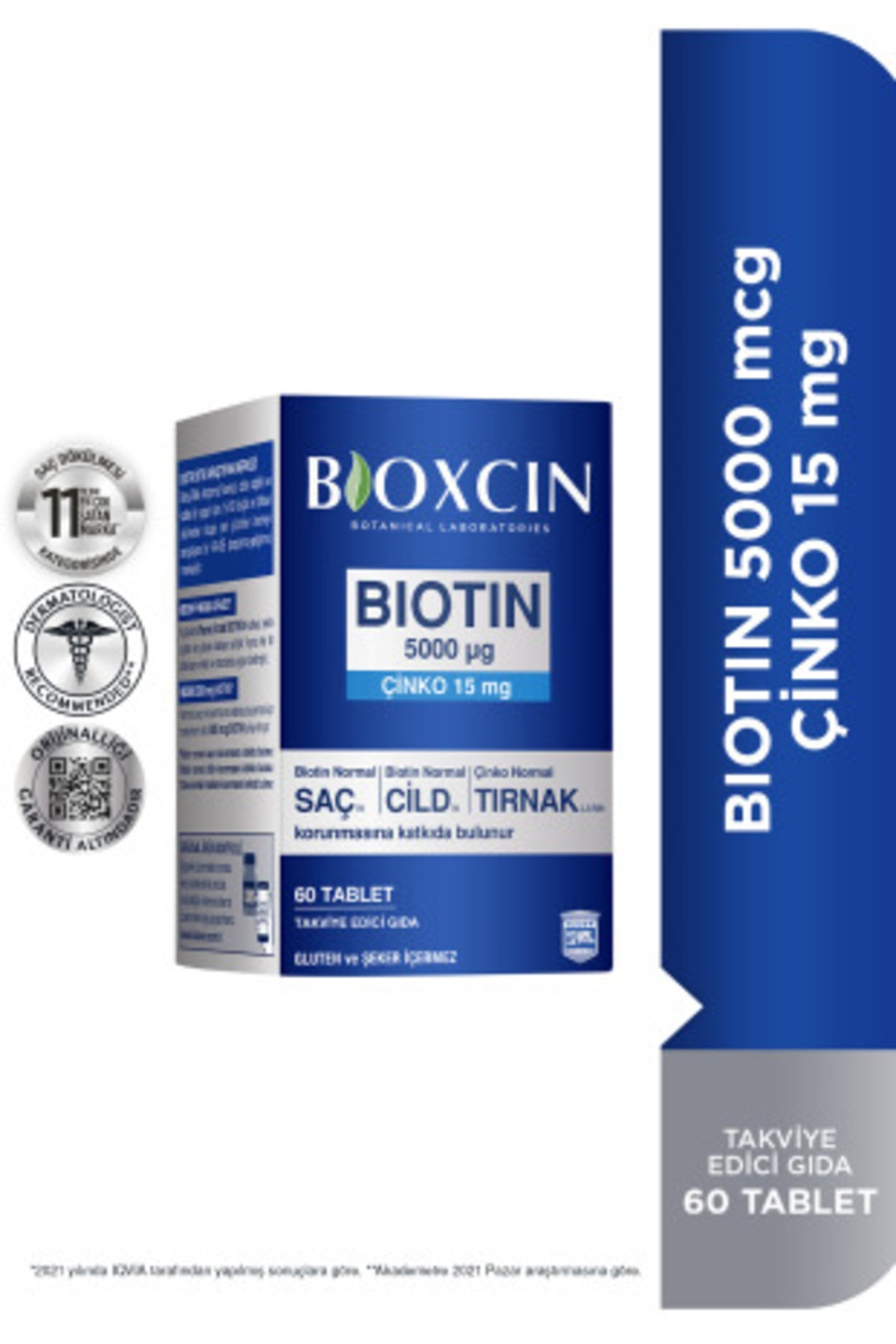 Biotin 5000 Mg Food Supplement 60 Tablets - Healthy Hair, Skin, Nails