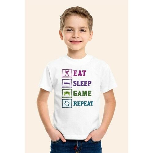 Oyun Baskılı Beyaz Çocuk T-Shirt