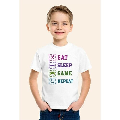 Oyun Baskılı Beyaz Çocuk T-Shirt