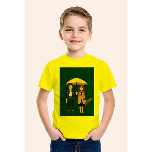 Sarı Şemsiye Baskılı Sarı Çocuk T-Shirt