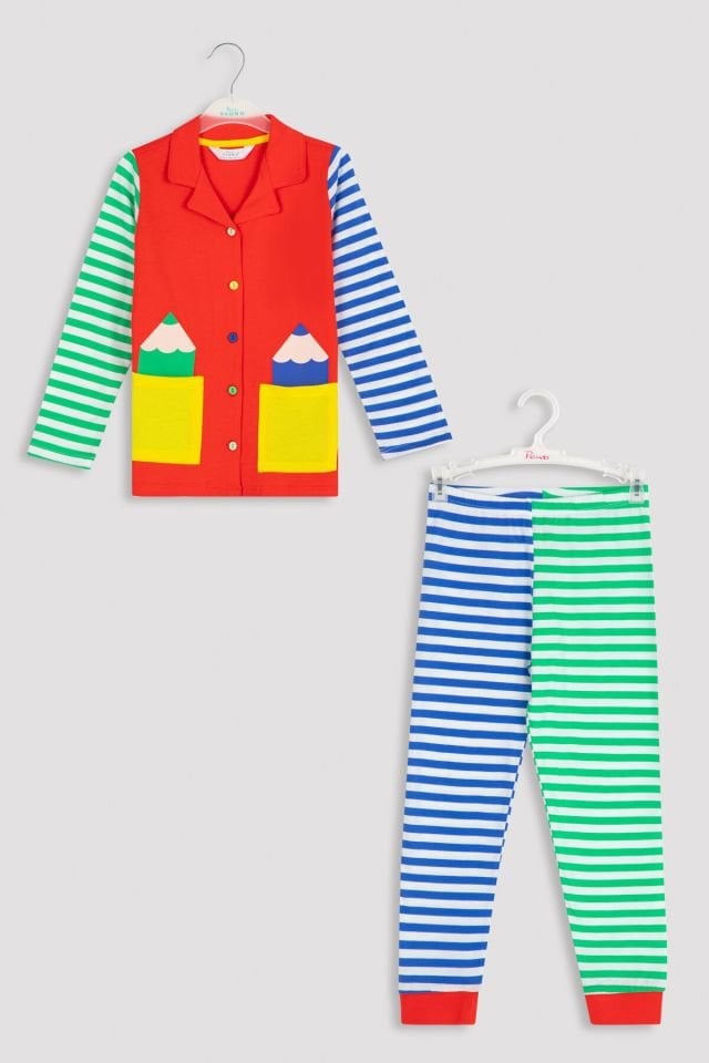Çok Renkli Erkek Çocuk Pijama Takımı