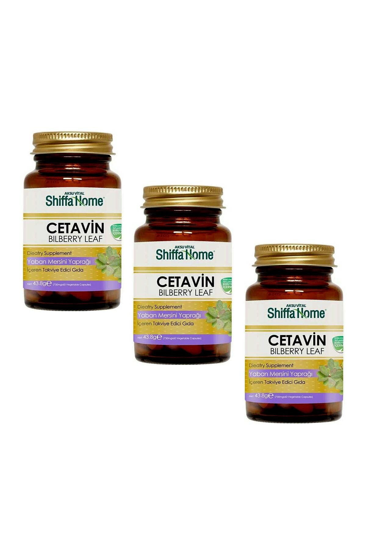 3 Pieces Aksuvital Cetavin 730 Mg 60 Capsules