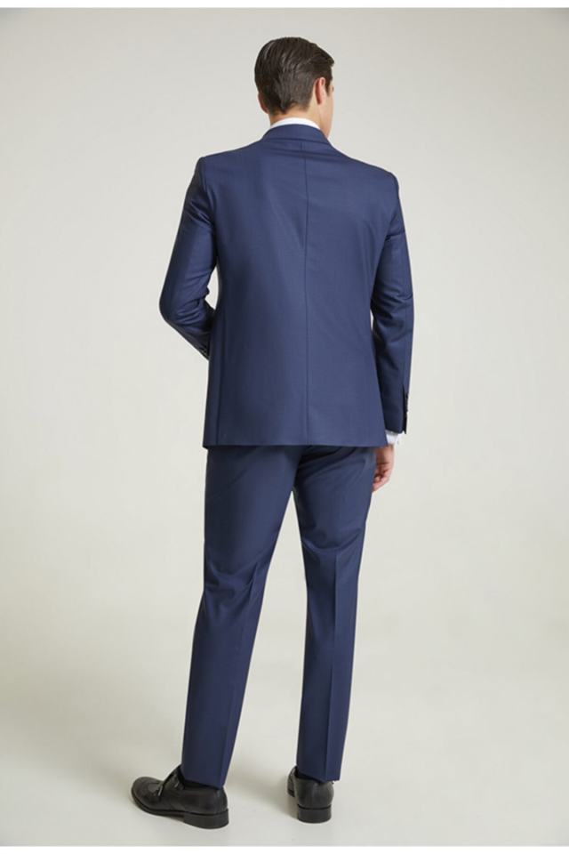 Regular Fit Navy Blue Straight Suit