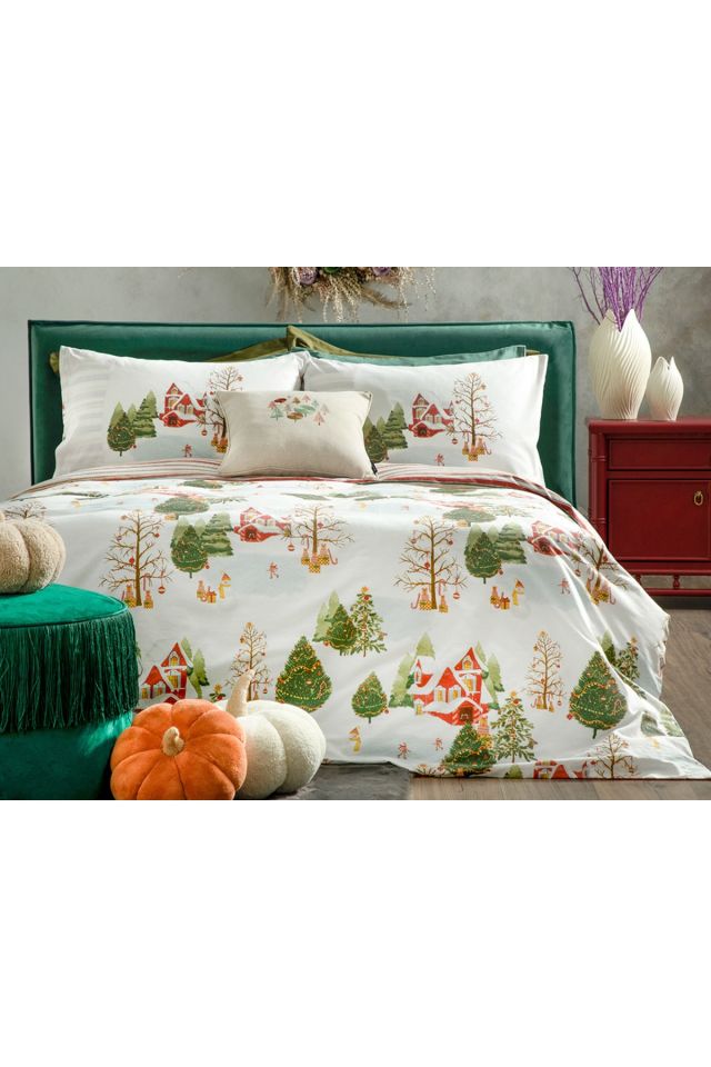 Colmar Cotton Single Duvet Cover Set 160x220 Cm Red - Green