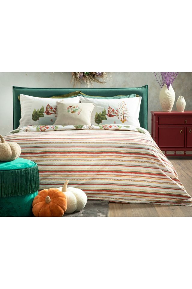 Colmar Cotton Single Duvet Cover Set 160x220 Cm Red - Green