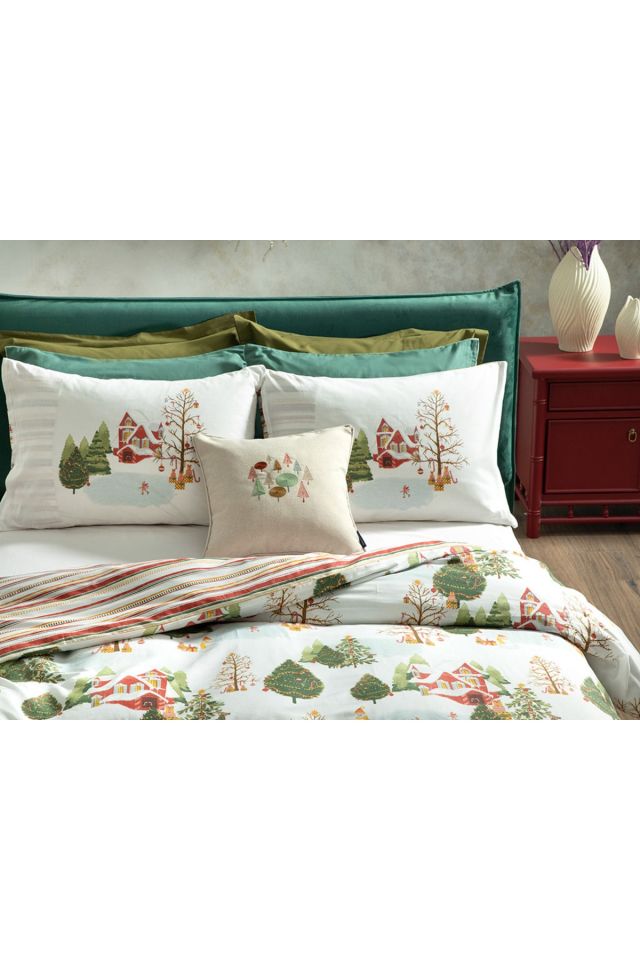 Colmar Cotton Single Duvet Cover Set 160x220 Cm Red - Green