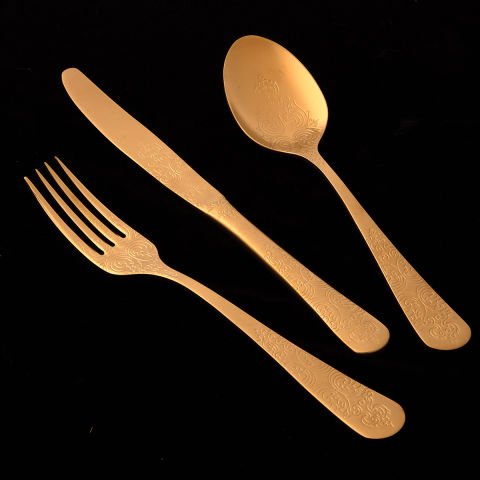 Jumbo Antique Titanyum Mat Gold 12 Kişilik 84 Parça Çatal Kaşık Bıçak Takımı