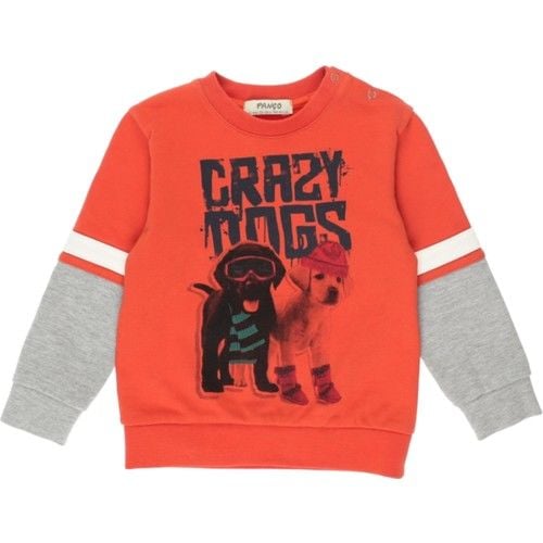 Bebek Blok Renk Şeritli Baskı Detaylı Sweatshirt
