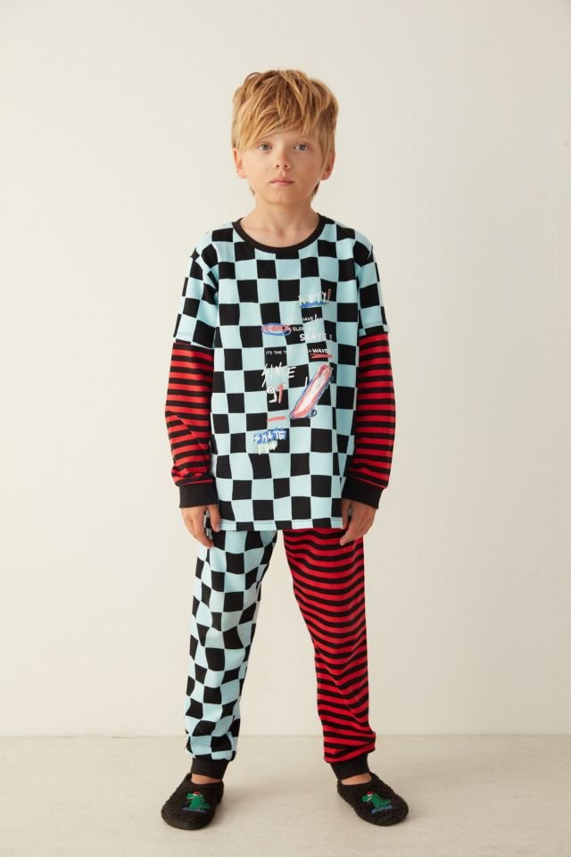 Black Boy B. Check Pajamas Set