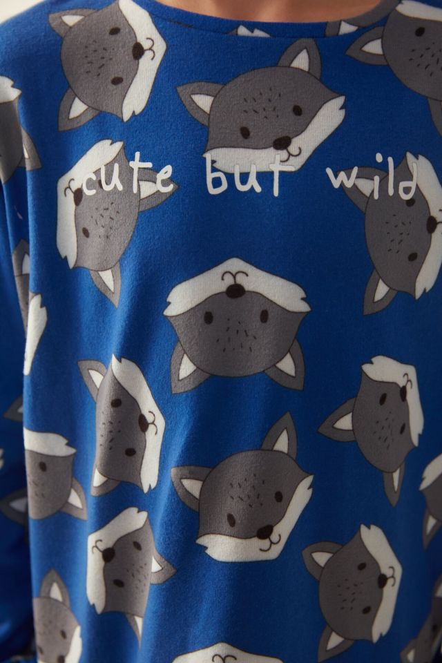 Saks Wolf Thermal Pajamas Set