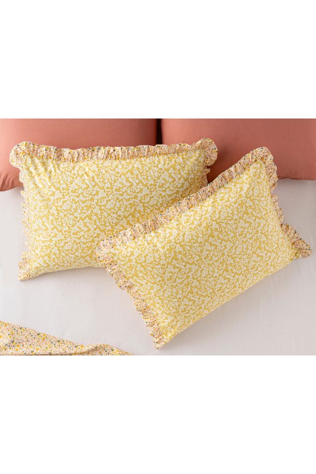 Midsummer Blossom Cotton 2-Pack Pillowcase 50x70 Cm Yellow