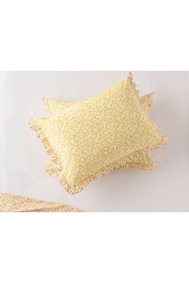 Midsummer Blossom Cotton 2-Pack Pillowcase 50x70 Cm Yellow