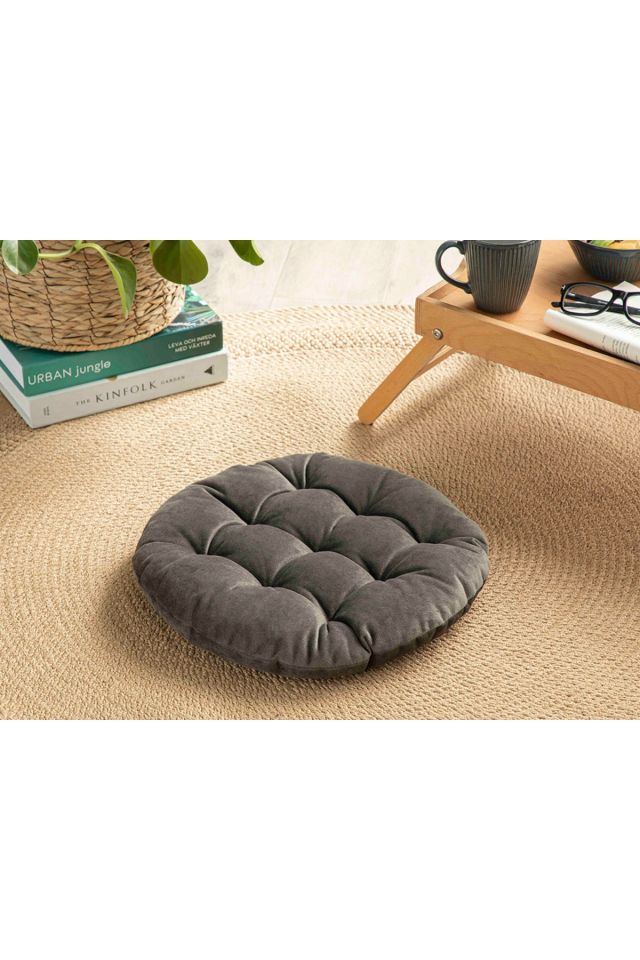 Sandy Round Kadife Minder 40 Cm Antrasit