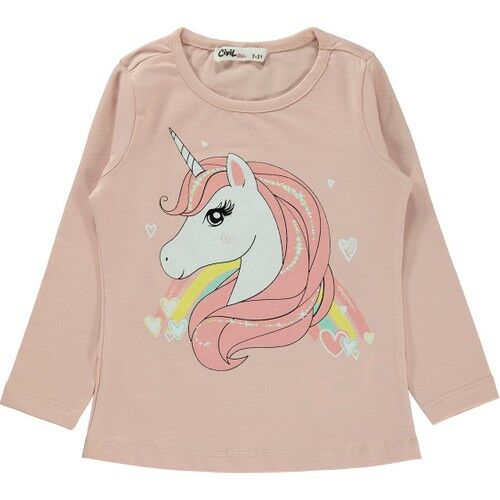 Girls Kız Çocuk Sweatshirt 2-5 Yaş Pudra