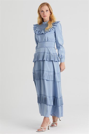 Pleat Frilly Dress