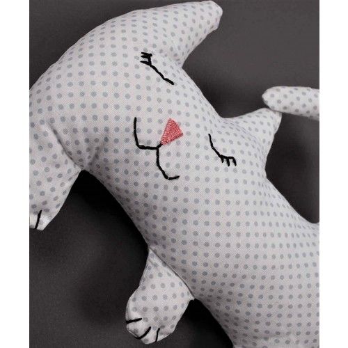 Cloth Handmade Toy Cat Green Polka Dot