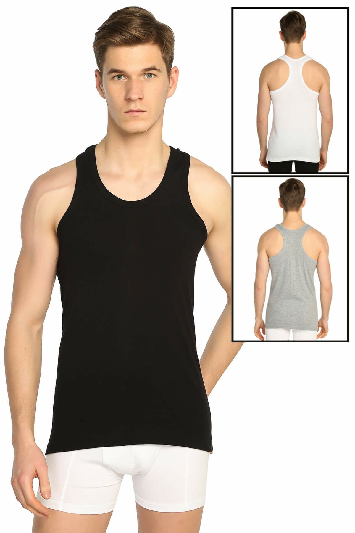 Erkek Karışık Renk 3'lü Paket Ribana Spor Atlet