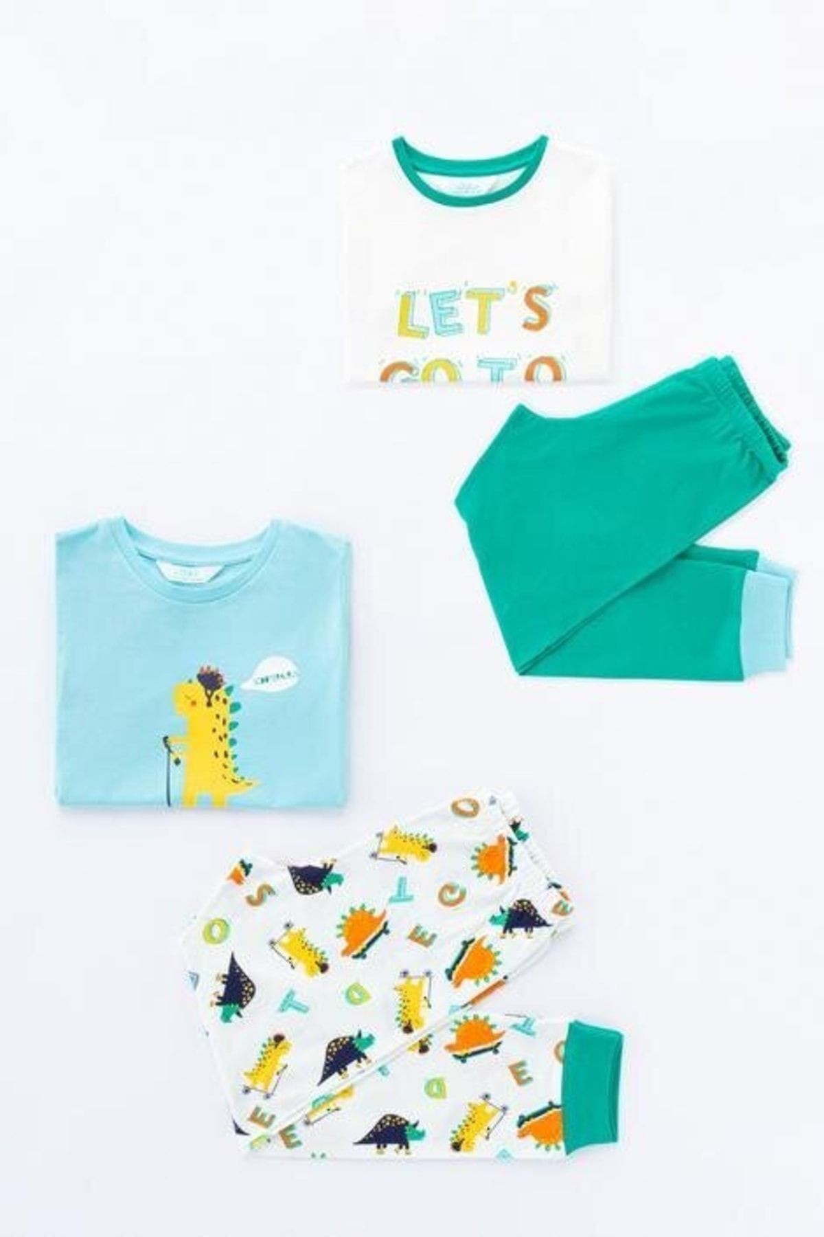 Boy Skater Dino Ss 4 Piece Pajamas Set