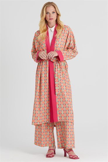 Kimono Takım Mercan Desenli