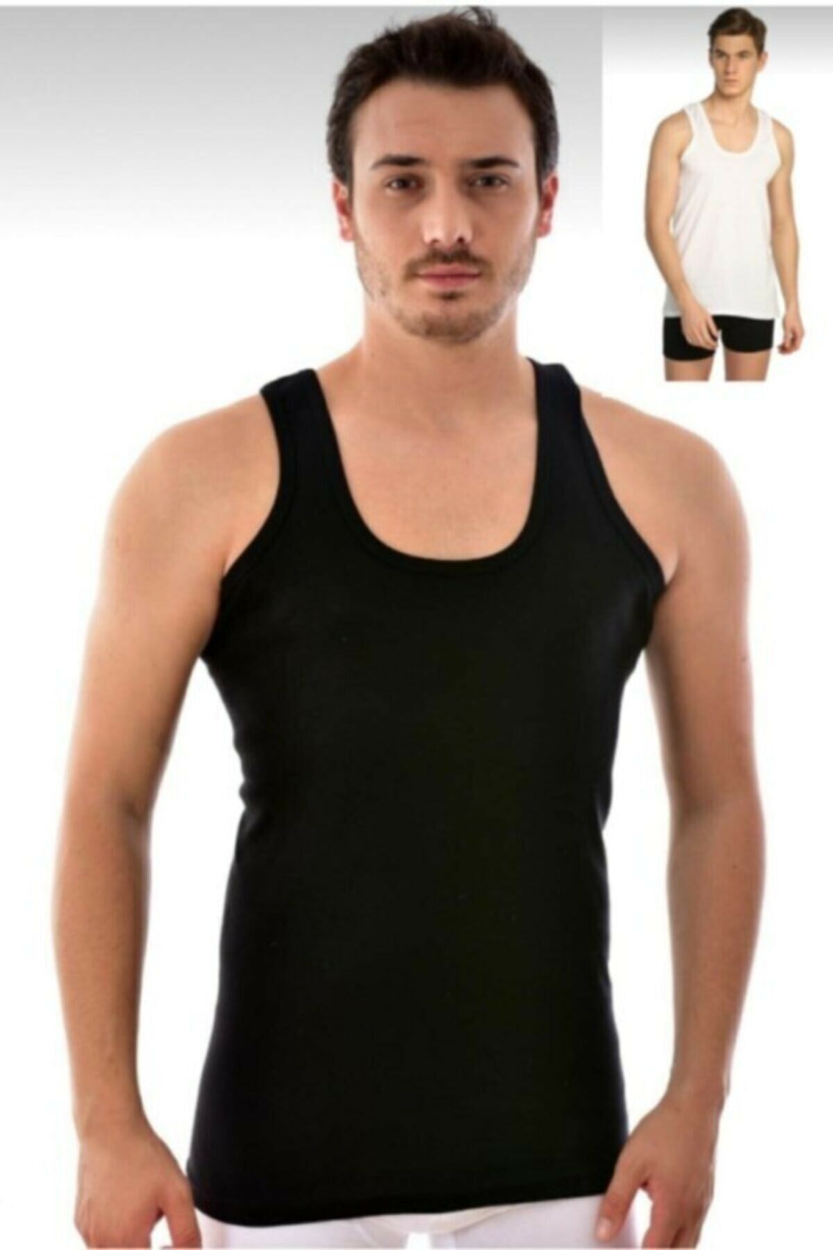 Erkek Beyaz 6'lı Paket Pamuklu Penye Atlet Beyaz