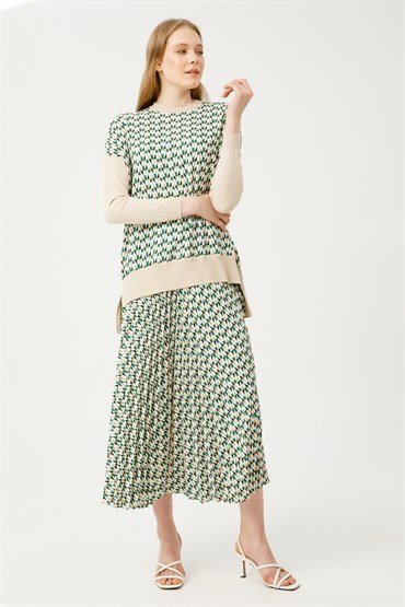 Knitwear Tunic Skirt Set GREEN