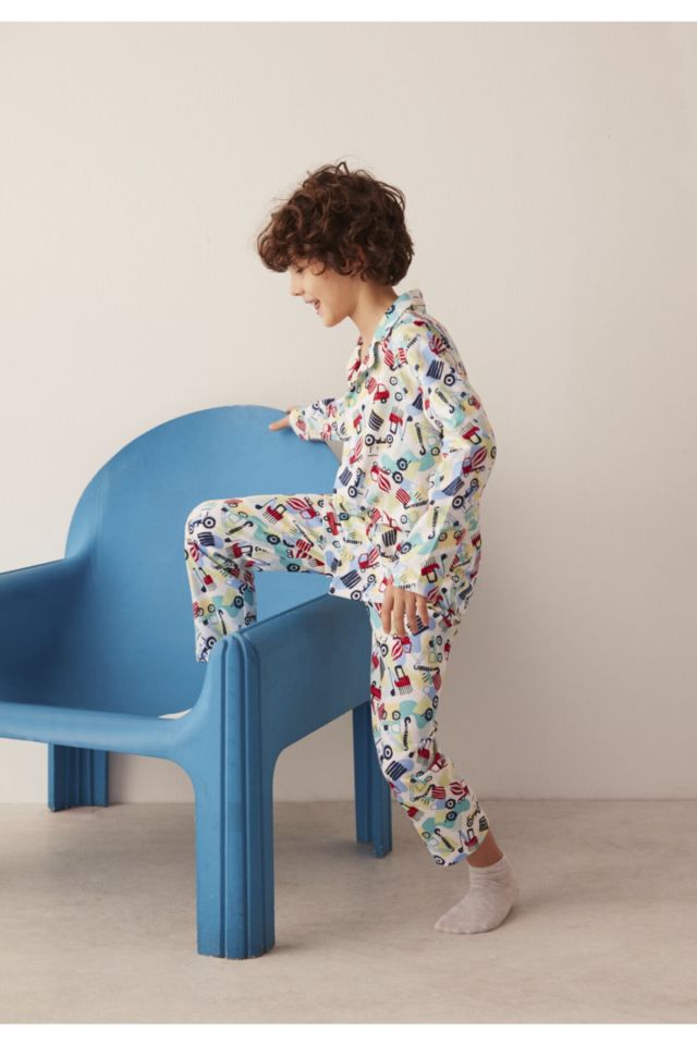 Optical White Caterpillars 2 Piece Shirt Pajamas Set