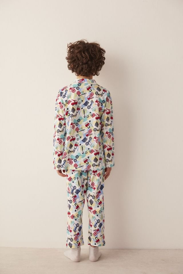 Optical White Caterpillars 2 Piece Shirt Pajamas Set