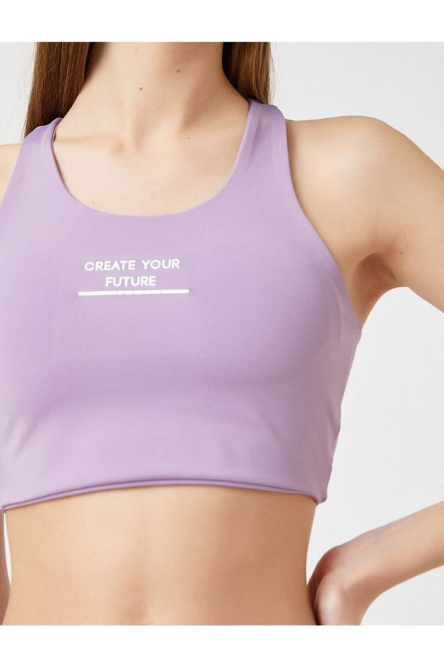 Slogan Printed Sports Bra