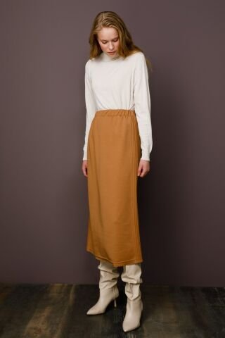 Ghisa Side Stitched Skirt CAMEL