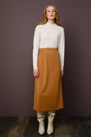 Ghisa Side Stitched Skirt CAMEL