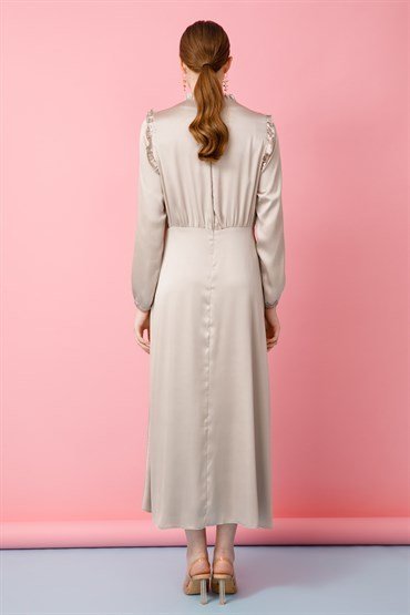 Bow Detailed Dress BEIGE