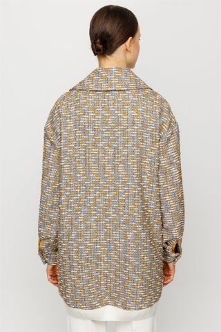 Ghisa Rib Detailed Jacket MUSTARD SILVERY