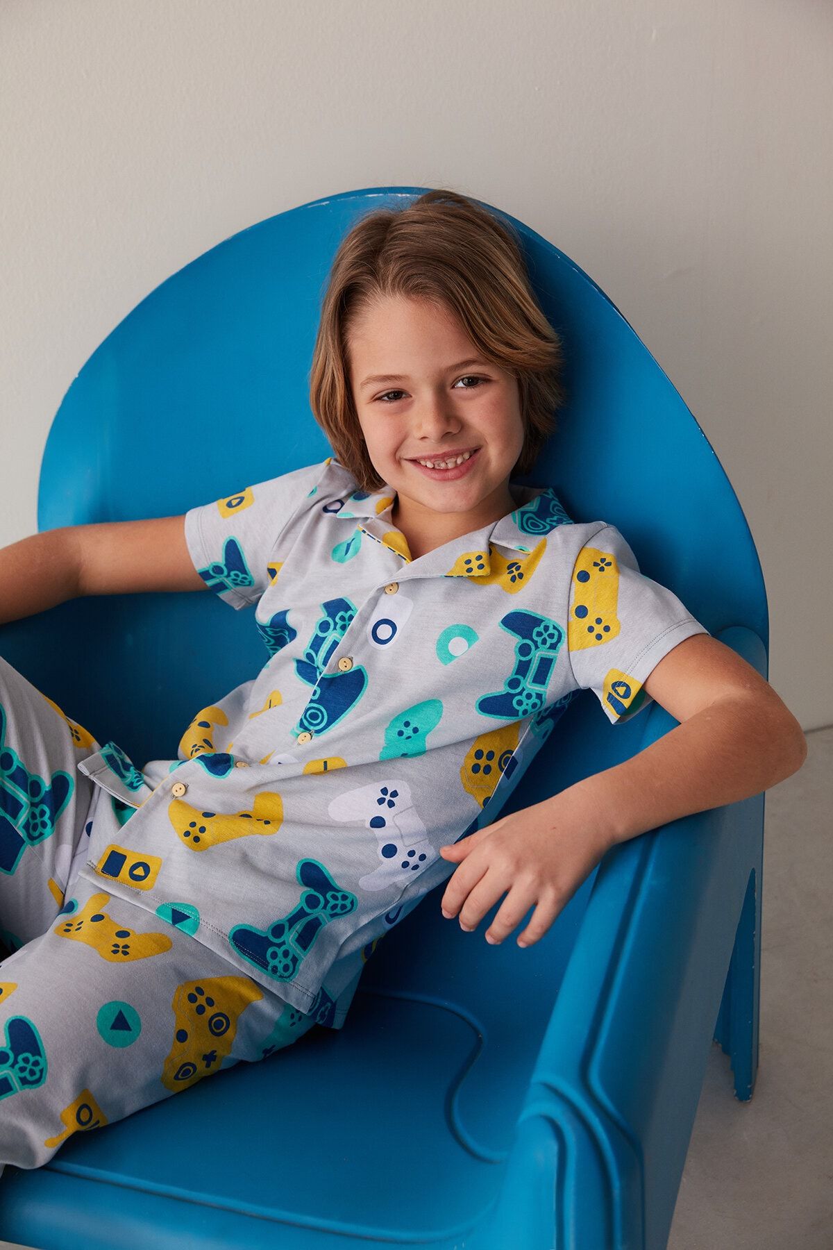 Gri Joystick 2 Pack Gömlek Pijama Takımı