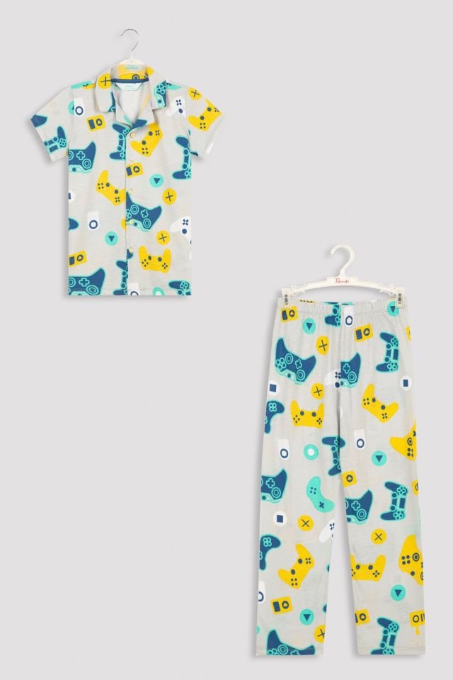 Gri Joystick 2 Pack Gömlek Pijama Takımı