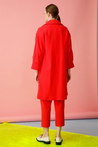 Ghisa Sleeves Pleated Jacket RED