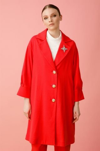 Ghisa Sleeves Pleated Jacket RED