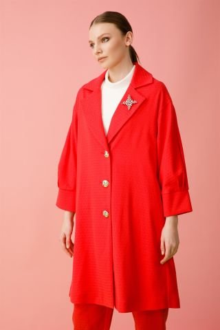 Ghisa Sleeves Pleated Jacket RED