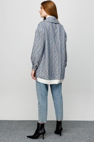 Ghisa Rib Detailed Jacket BLUE SILVERY