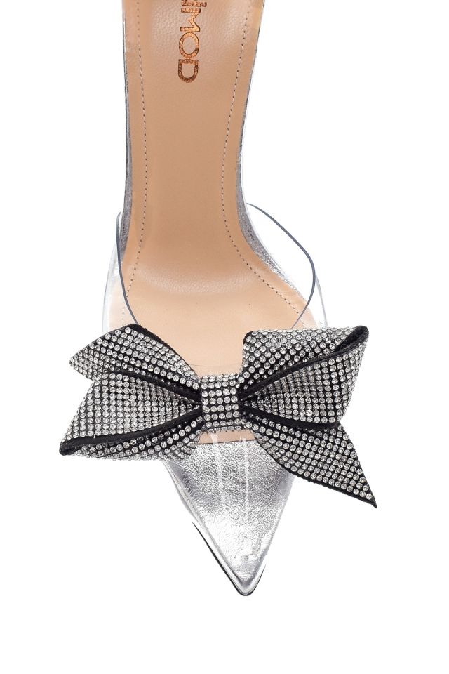Women's Leather Transparent Bow Gova Shoes