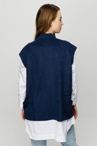 Ghisa Suede Vest Tunic Double Suit İNDİGO