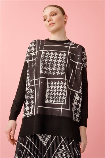 Knitwear Tunic Skirt Set BLACK SWEATER