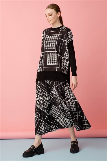 Knitwear Tunic Skirt Set BLACK SWEATER