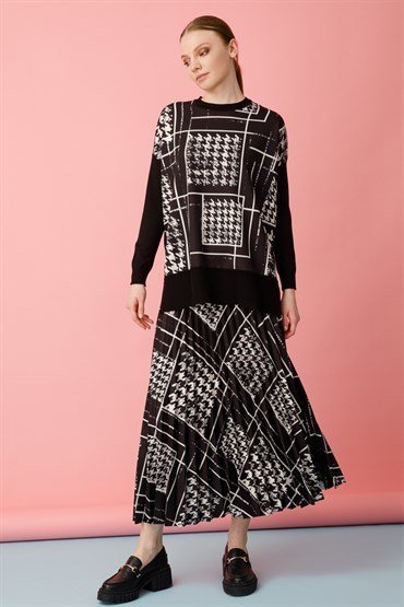 Knitwear Tunic Skirt Set BLACK SWEATER